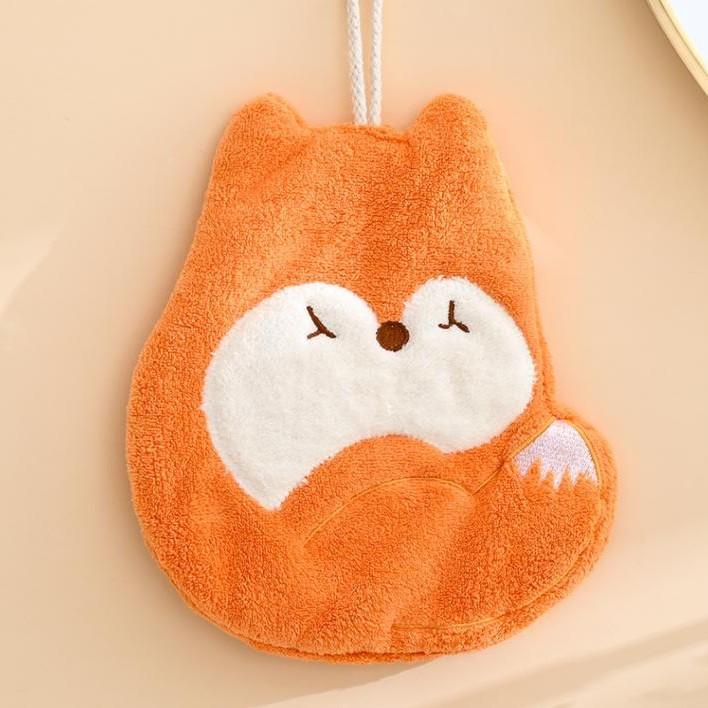 Hangable hand towel cute children cartoon absorbent coral fleece hand towel bathroom rag new