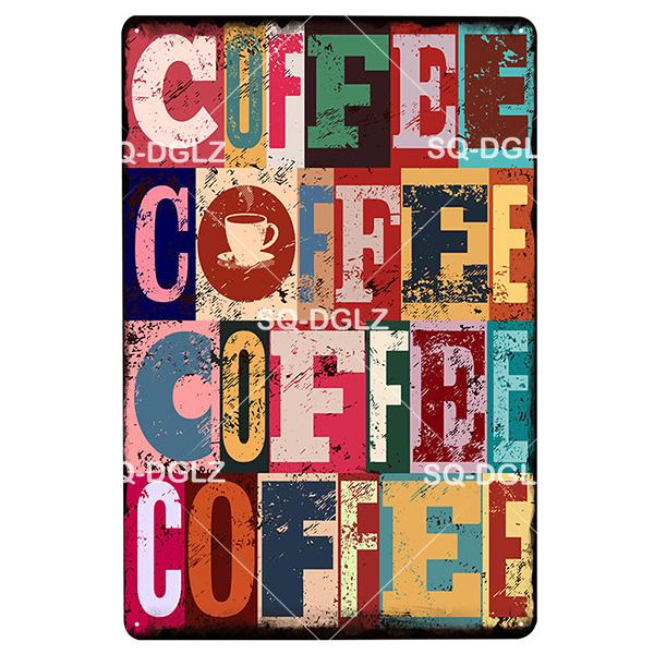 SQDGLZCOFFEE Menu Metal Sign Vintage Plaque Plate Decor For Pub Bar Wall Decor Break Coffee Tin Signs Retro Paris Cafe Poster