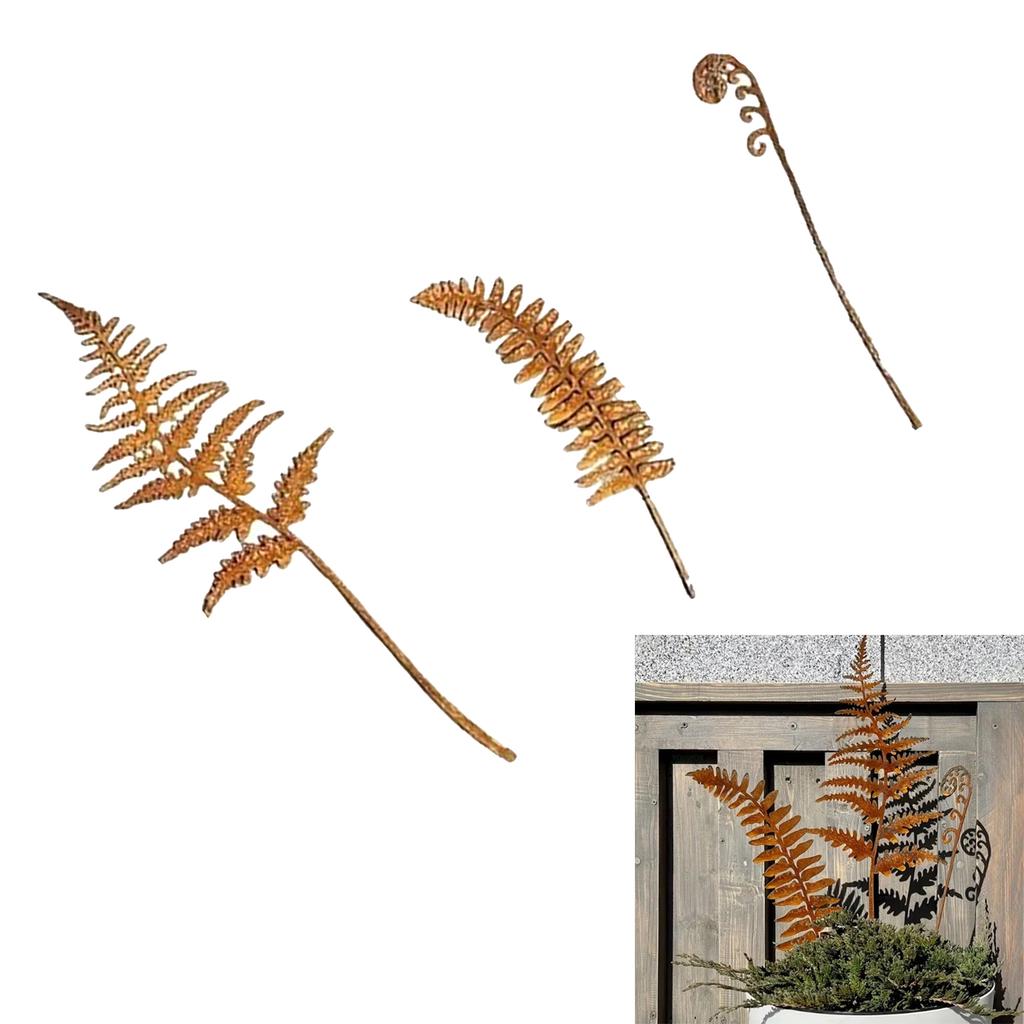 Rdzawa Statua Liści na Paliku Rdzewiejące Figurki w Kształcie Liści Roślina do Wewnętrznych i Zewnętrznych Dekoracji Rzeźbiarskich