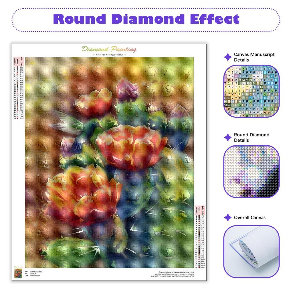 5D Diamond Painting Cactus Flower Embroidery Rhinestone Kit Diamond Art Mosaic Handicraft Decor For Home 30x40cm/12x16inch