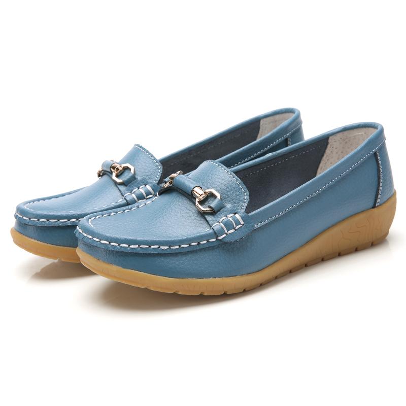 Women Leather Moccasins Soft Yellow Loafers Casual Elegant Summer Breathable Flats Walking Shoes for Mother