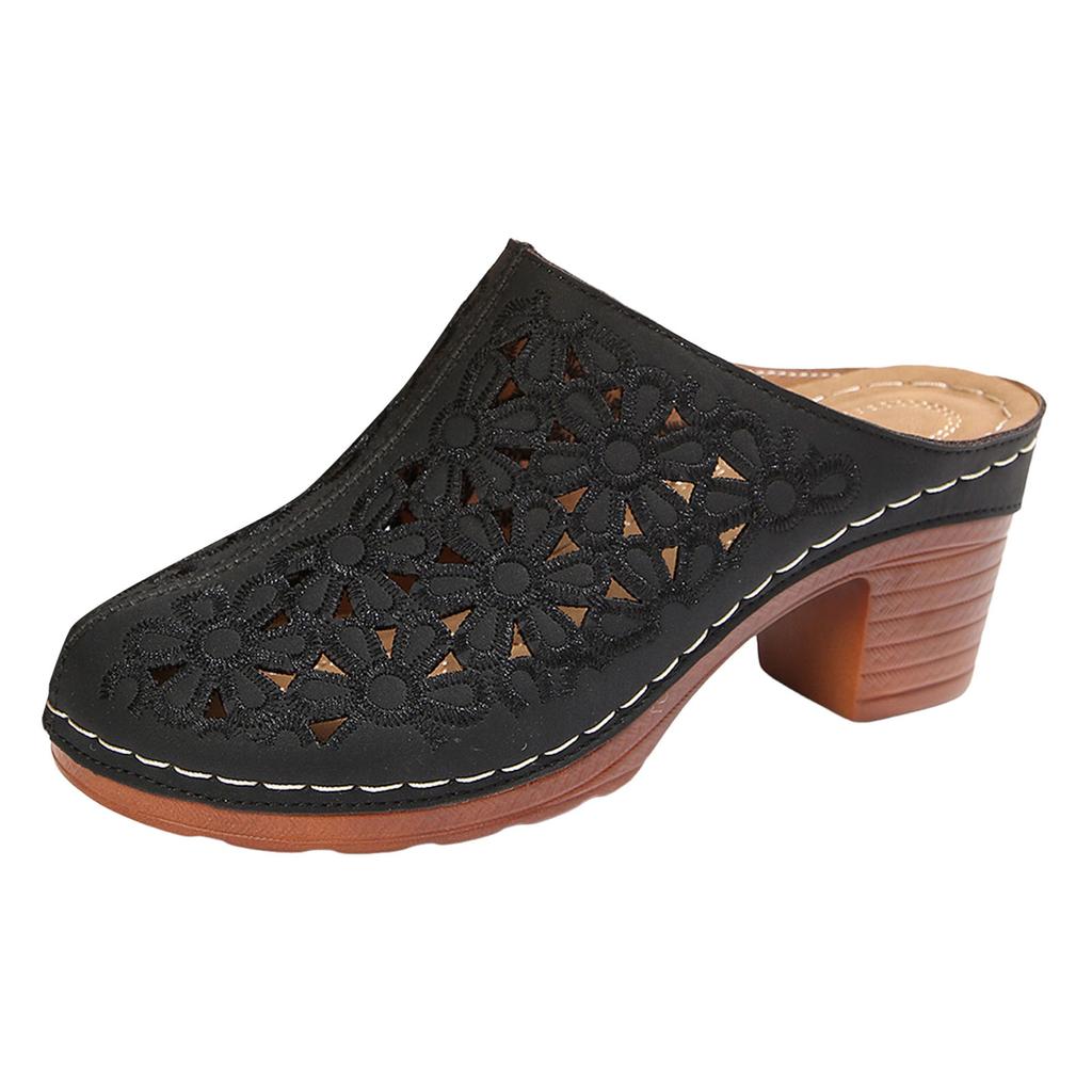 Fashionable And Versatile Women'S Slippers Thick Mid Heel Soft Sole 206 Collective Womens Sandals Women Leather Sandals Size 6
