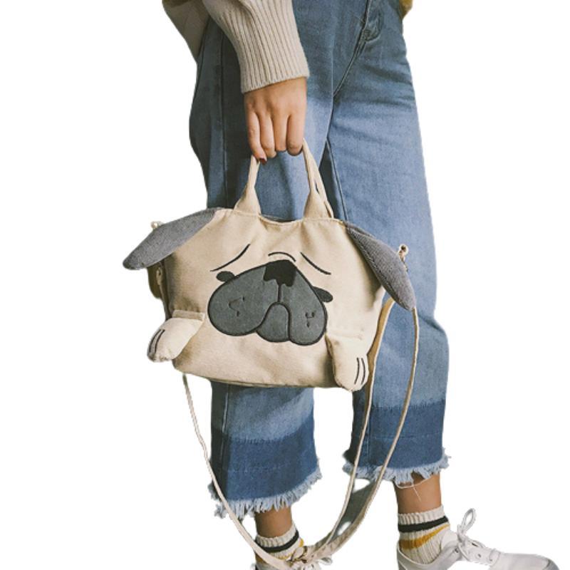 Cute And Funny Dog Shoulder Bag In Japanese Style Made Of Velvet Small Size
