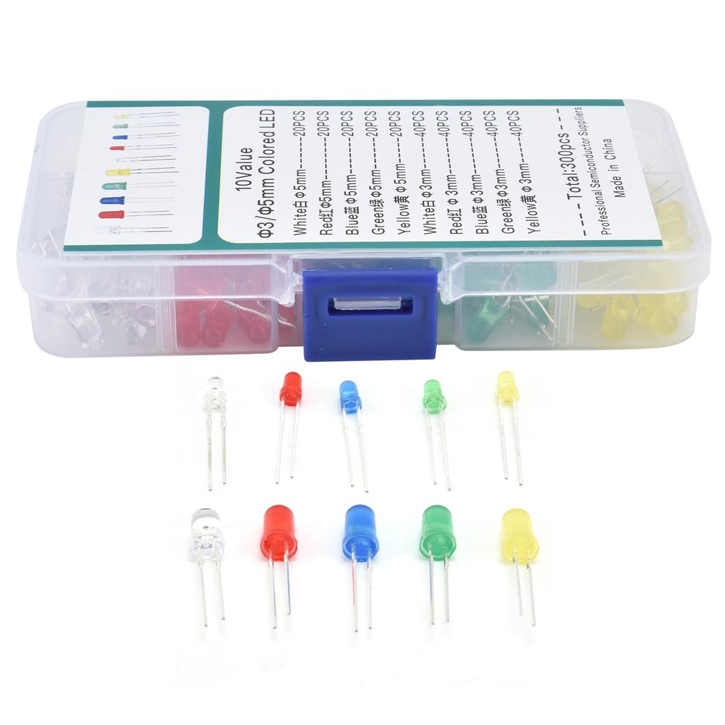 300 Buc Diode LED Luminoase 5 Culori Becuri Lămpi Componente Electronice Piese