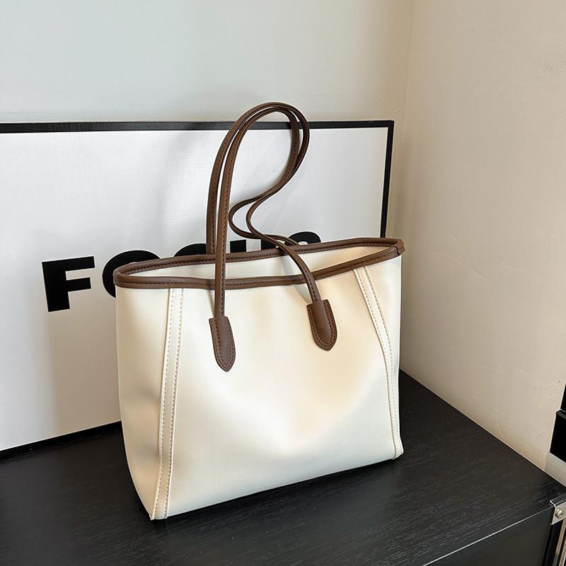 

Stylish Retro Large Capacity Tote Bag For Women Ideal For Daily Commuting In White Brown Black And Khaki белый