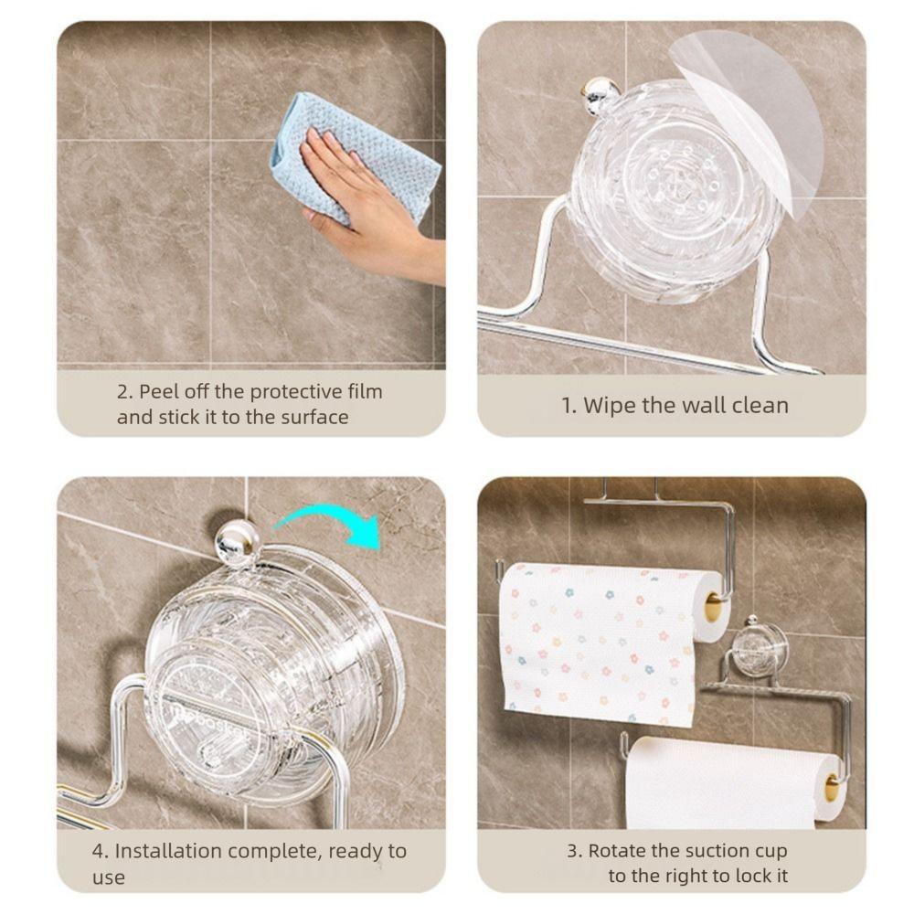 Strong Suction Cup Cling Film Storage Rack Wall Mounted Paper Towel Hanger  Washroom