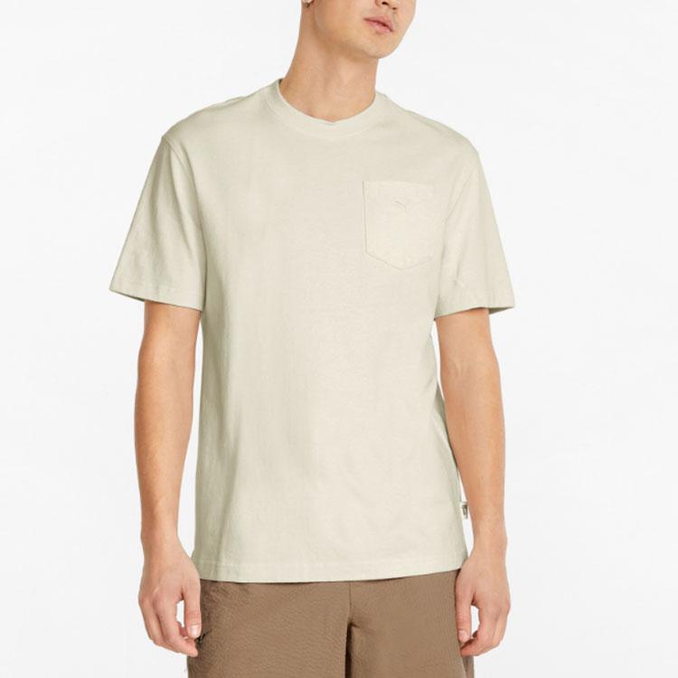 Puma MMQ Solid Pocket Crew Neck Short Sleeve T-Shirt Unisex Tops White 533463-65