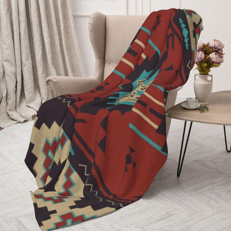 Coperta Personalizzata Modello Navajo Nativo Americano Boho Azteco Morbido Pile Caldo Primaverile Flanella Coperte Plaid Divano Biancheria da Letto Copriletto