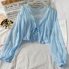 Sciarpa in Pizzo con Fiocco e Volant Estiva 2026 da Donna – Camicia Larga a Maniche Lunghe Protezione Solare