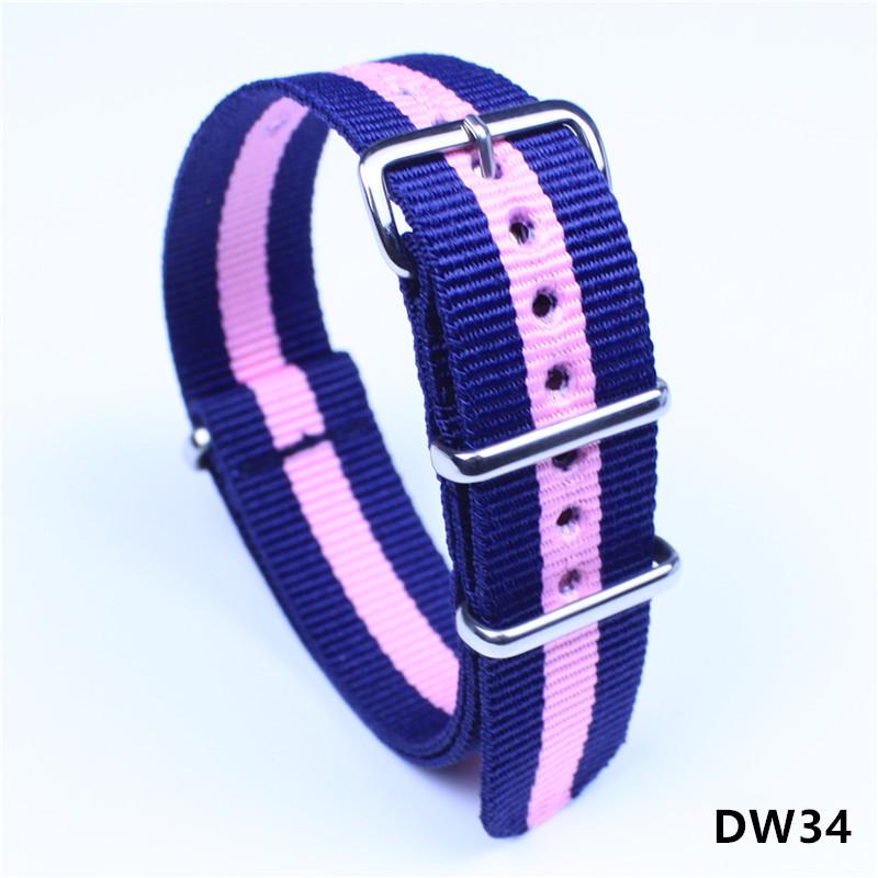 Nylon Canvas Uhrenarmband Kompatibel mit DW 18mm Polished Silver blue