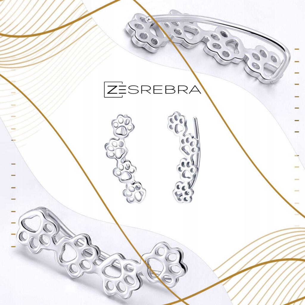 Delicate S925 Earrings With Dog And Cat Paw Prints, Animal