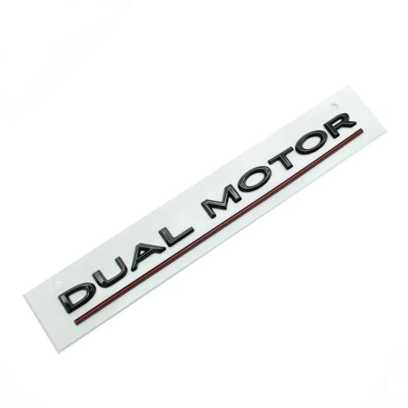 ETWZ4 3D Raised DUAL MOTOR Underlined Letters Emblem for Tesla Model 3 Y X S Car Styling High Performance Trunk Badge Sticker
