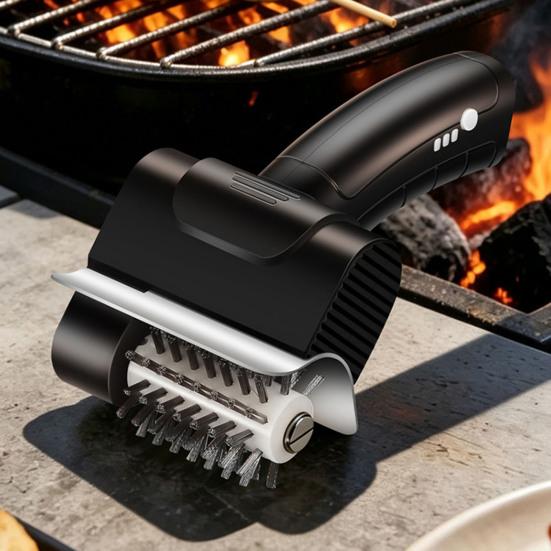 Jijijing Electric BBQ Grill Brush, Cordless Type-C Rechargeable Cleaning Brush with High-Speed Motor, Splash Guard, Stainless Steel Bristles,