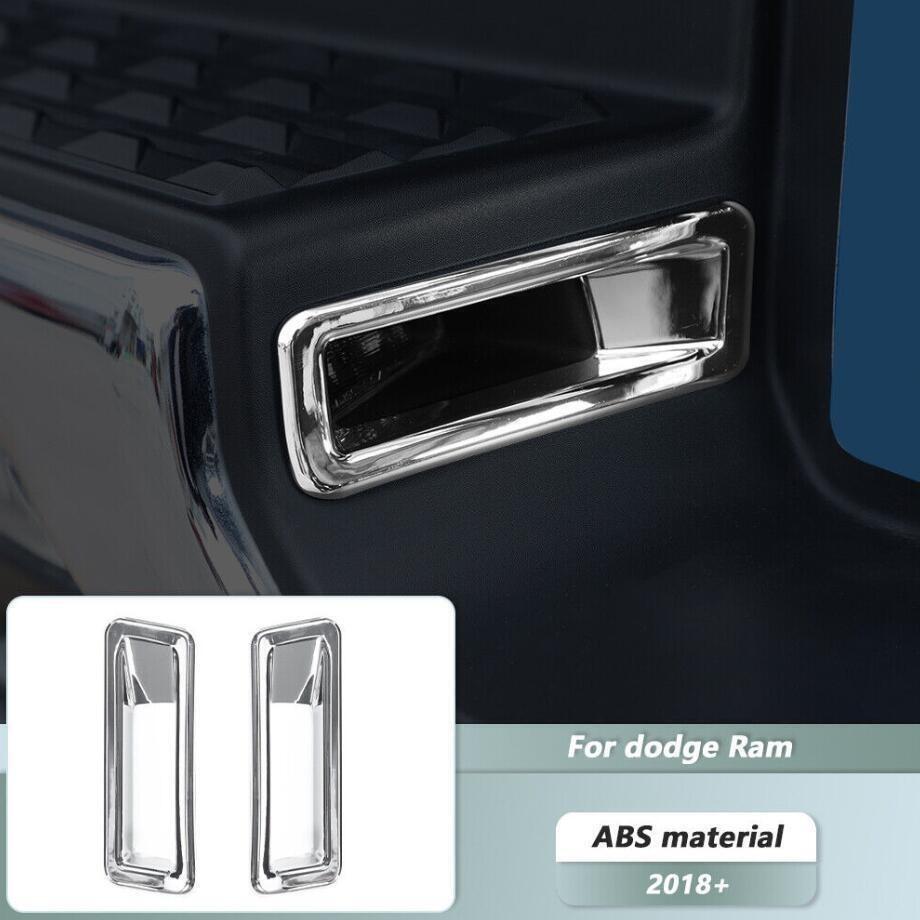 For Dodge RAM 1500 2019-2024 Chrome Rear License Plate Lamp Cover Trim Bezels 2*