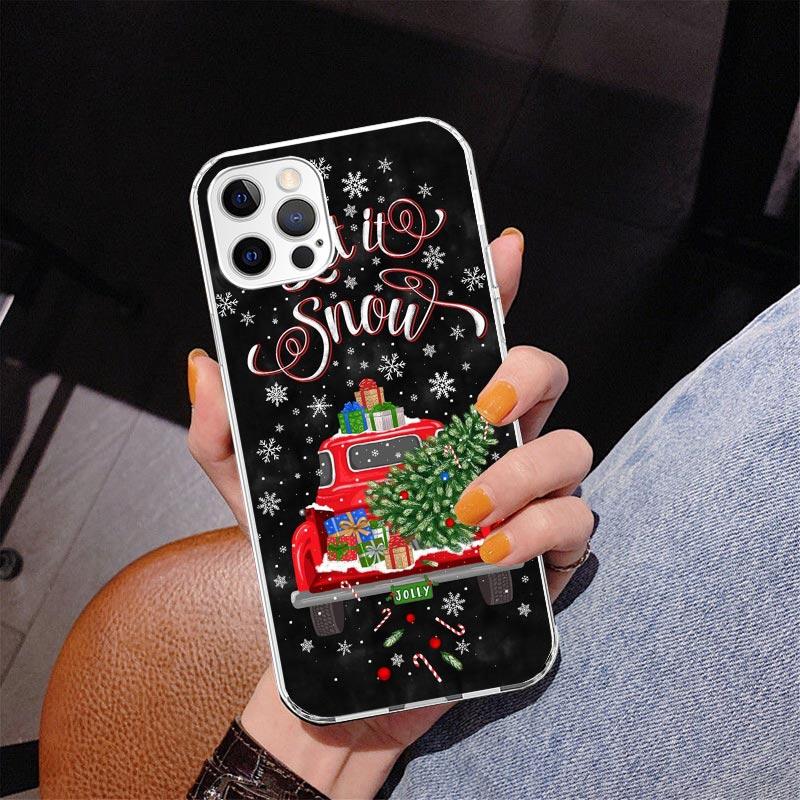 Merry Christmas Tree Snow Phone Case For iPhone 17 Air 16 Pro Max 16E 15 + 14 Plus 11 12 13 Mini 7 8 SE Gift Print Cover Fundas