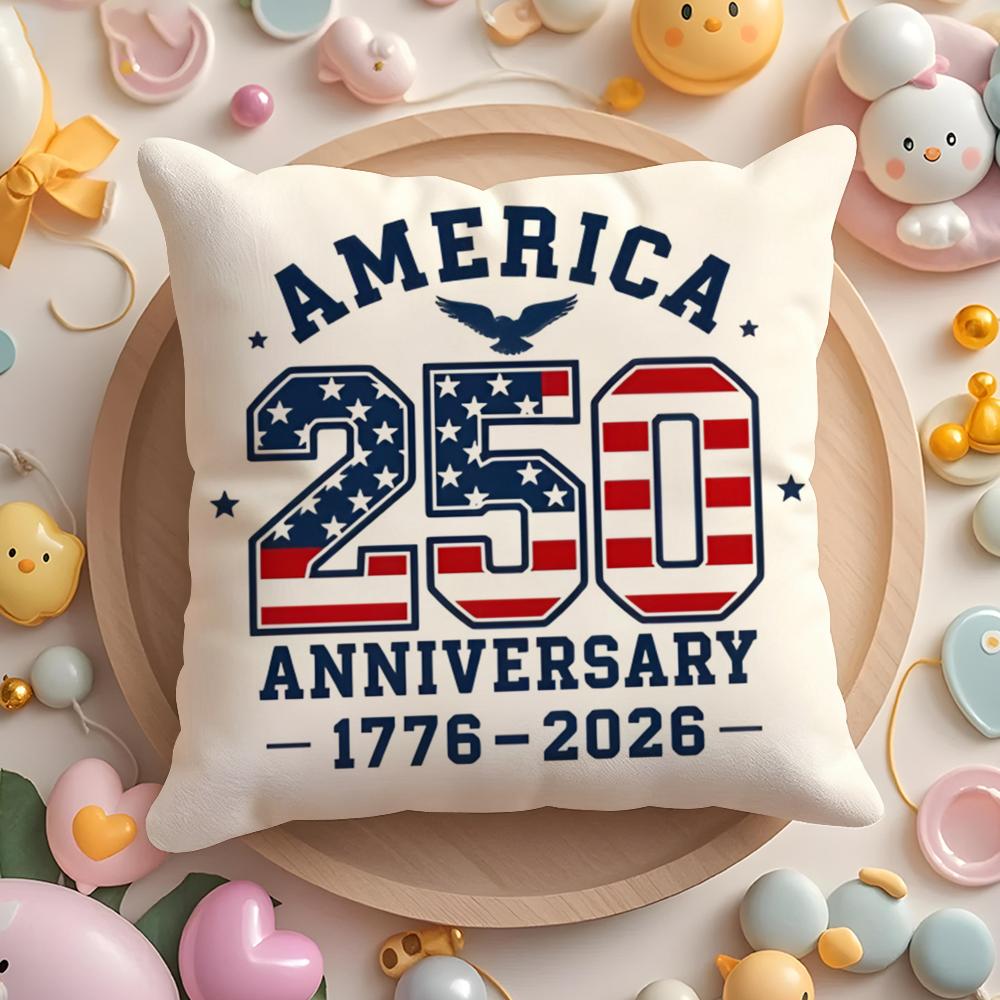 250Th Anniversary Of The Usa Cushion Cover Plush Fabric Soft Double-Sided Printed Sofa Warm Winter Home Gift Pillow Case