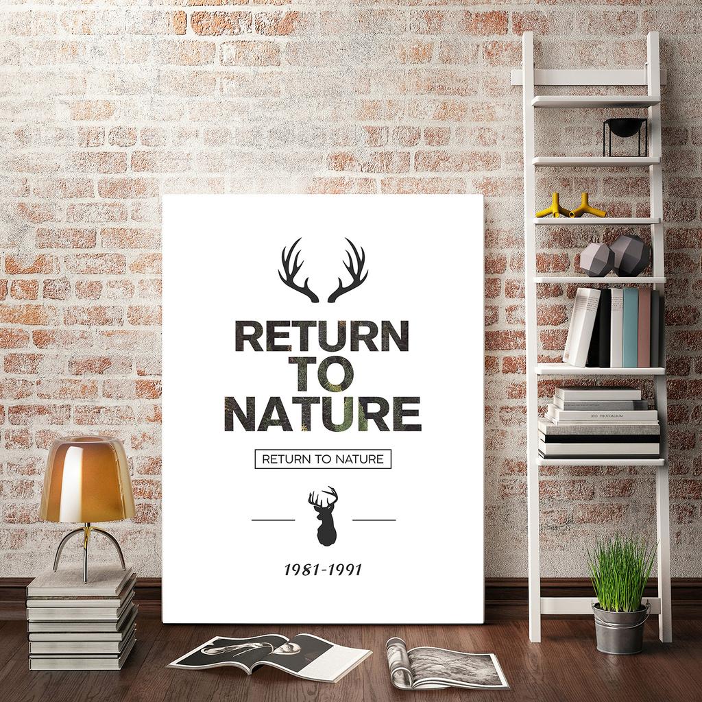 Nordic Landscape Boat Art Nature Forest Deer Animal Print Canvas Mural Poster and Edition Lake View Home Decor