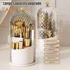 Toothbrush Holder with Cover Cosmetic Storage Box Organizer Dustproof 360-Degree Rotating Toothbrush Makeup Brush Holder