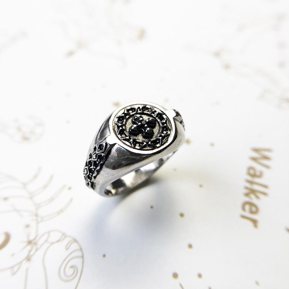 Iconic Cross Signet Ring,Europe Style Jewerly for Women Men New Vintage Gift in 925 Sterling Silver