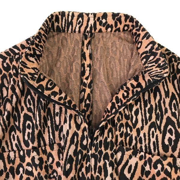 Itariya Zip-Up Short Sleeve Jacket Top Women 9 Orange Black Leopard