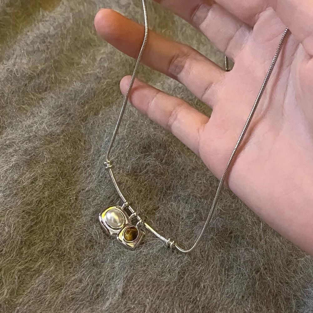 Geometric Choker Necklaces Amber Color Clavicle Chain New Collarbone Necklace Jewelry