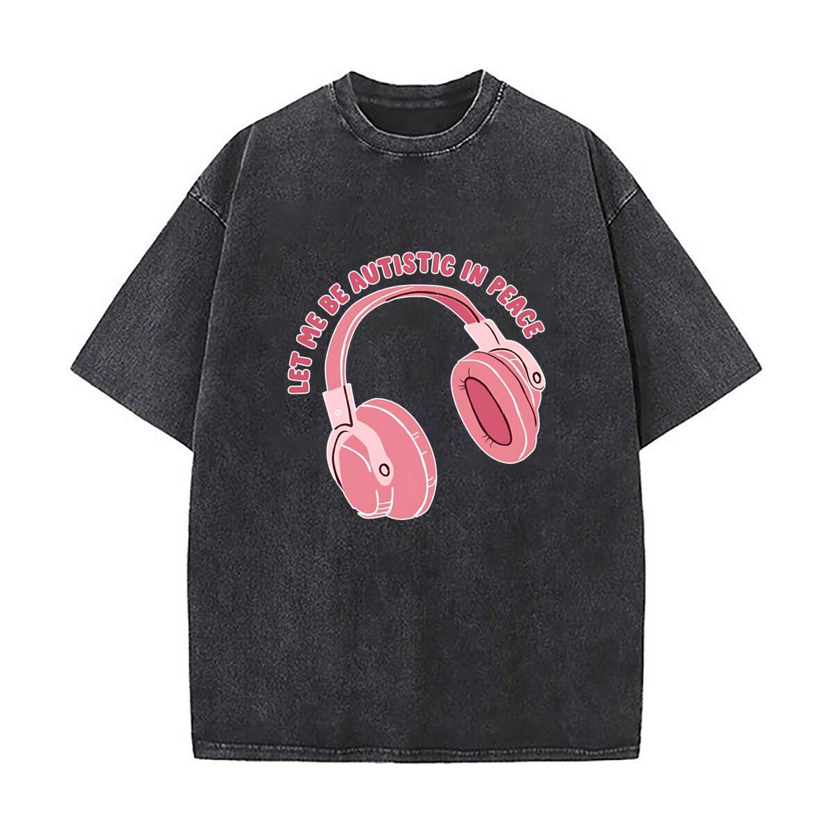 

let me be autistic in peace Graphic Mens Summer Tshirt Short Sleeve Loose Streetwear Short Sleeve Tops S