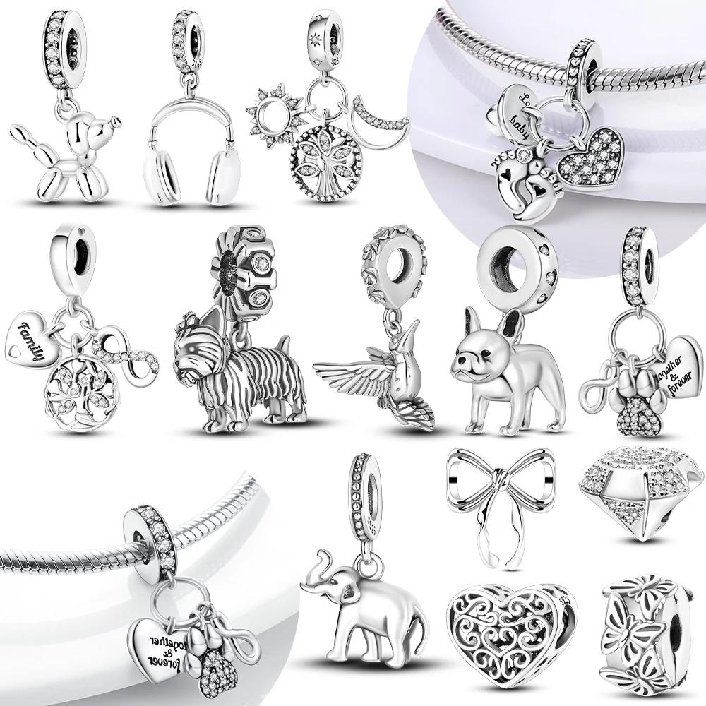 Charms Beads Fit Puppy Heart Bow Copper Original Copper Charms For Bracelet Pendant Women Jewelry Gifts