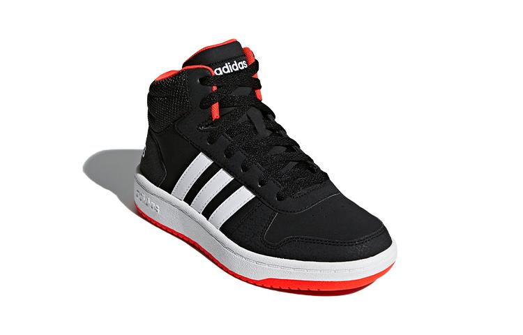 adidas Hoops 2.0 Mid Black Hi-Res Red Kids B75743