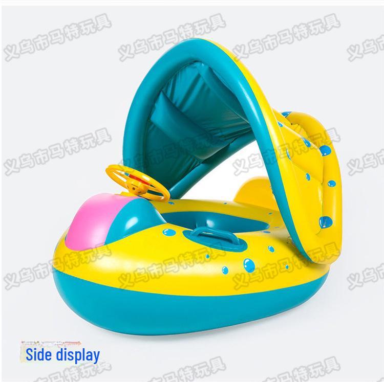 PVC Inflatable Children's Swim Ring with Canopy - Baby Water Toy Seat