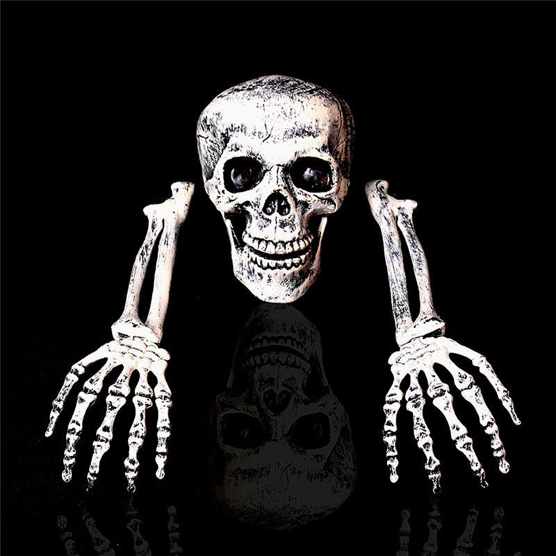 A84E-Realistic Skeleton Stakes Halloween Skull Three-Piece Set Halloween Skull Hand Set