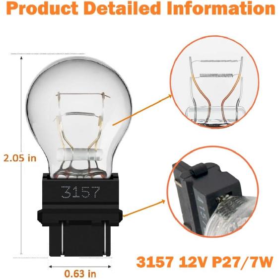 

3157/3457 tail/brake light bulb/Turn Signal Bulbs(12V 27/7W 3000K) fits for Jeep Grand Cherokee Wrangler Commander Compass Journey Primus Edge -(Pack