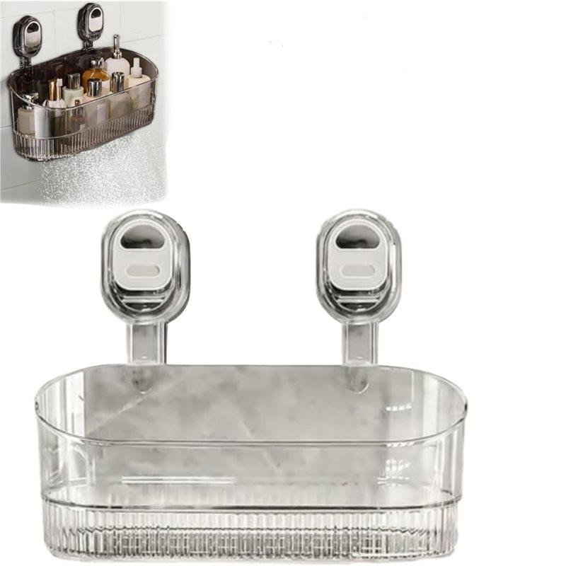 Suction Storage Box, No-Drill Bathroom Suction Storage Box - Large Capacity For Bathroom, Kitchen (Gray)