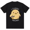 I Choose Violence T Shirt Funny Duck Humor Slogan Short Sleeve T-shirt Womens Loose Oversized T-shirt Streetwear