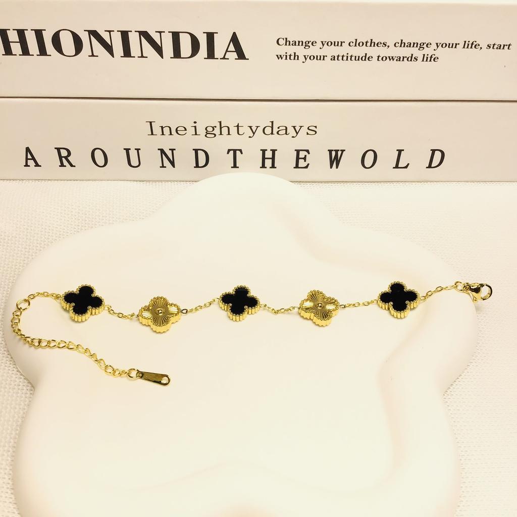 Bransoletka 13mm Czterolistna Koniczyna Pięć Kwiatów 18K Modna Wysokiej Klasy Bransoletka Damska