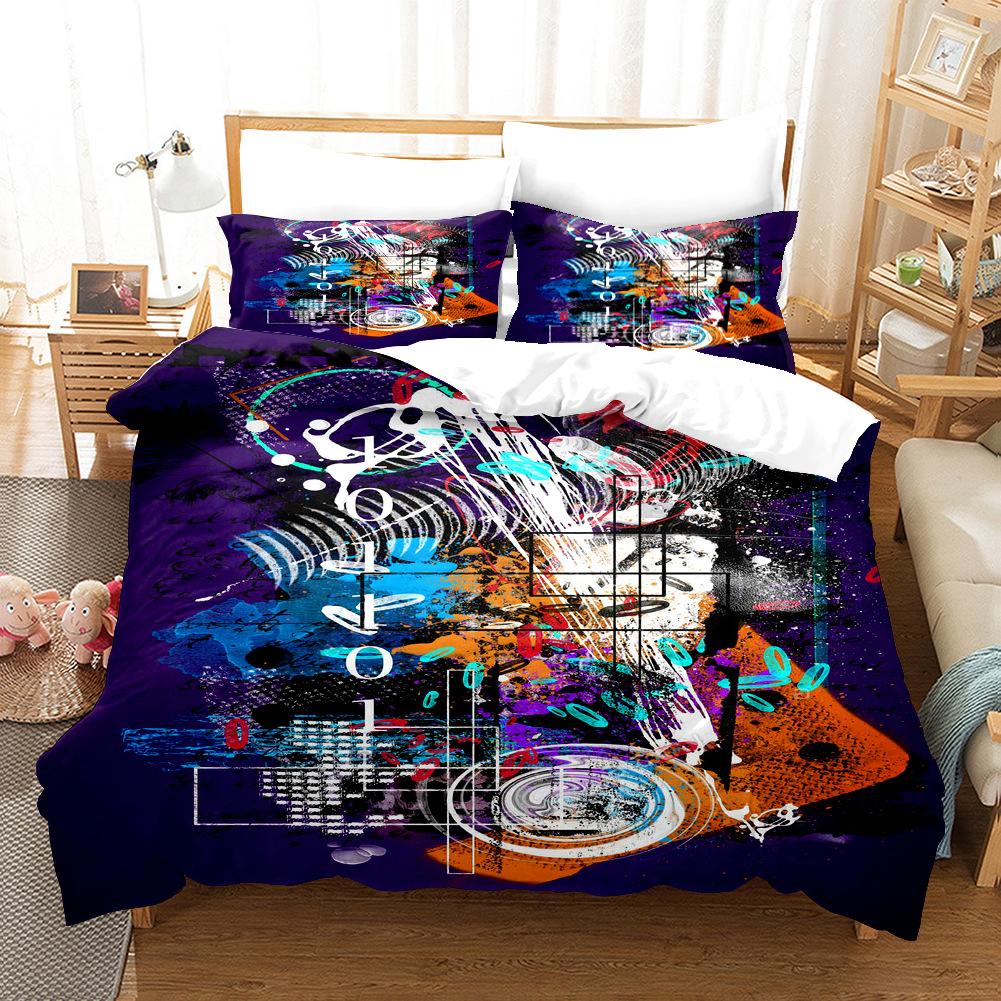 Abstract Art Pattern Colourful Graffiti Duvet Cover Set Polyester Comforter Cover King Queen Size for Kid Boy Girl Bedding Set