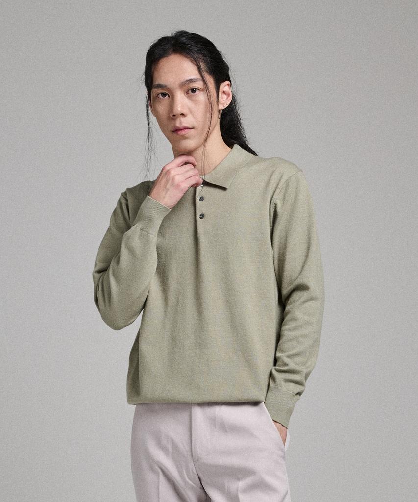 ANALOG MOOD Semi-Collar Neck Knit (Olive)