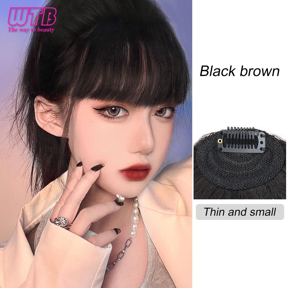 WTB Breton sintetic cu aer natural scurt maro negru Extensie de franjuri de păr fals 1 clipă accesorii pentru posturi pentru femei fete