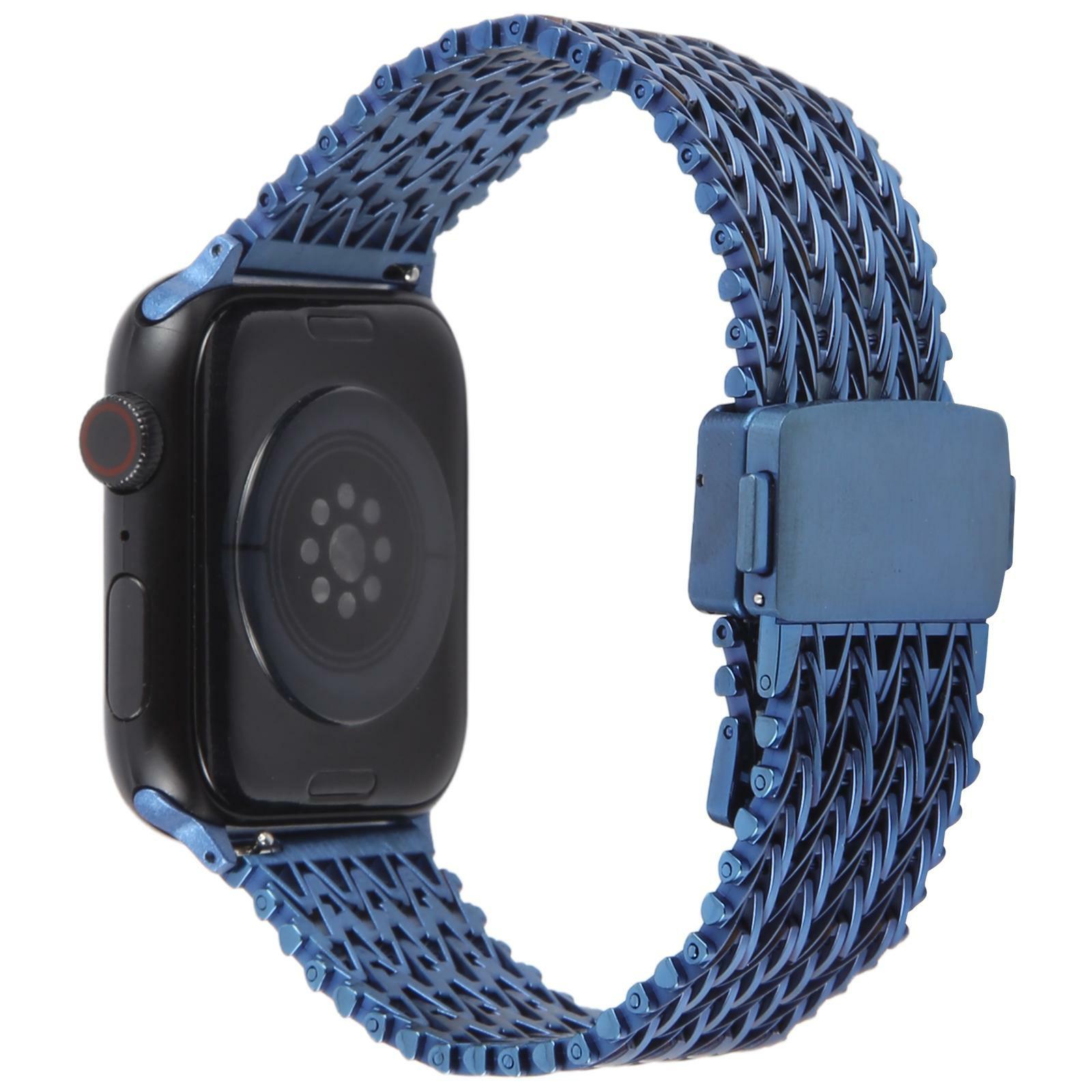 

Metal Smartwatch Band for Apple Watch Series 10 Ultra 9 8 7 SE 6 5 4 3 2 1 46mm 49mm 45mm 44mm 42mm Magnetic Buckle Wrist Strap Blue
