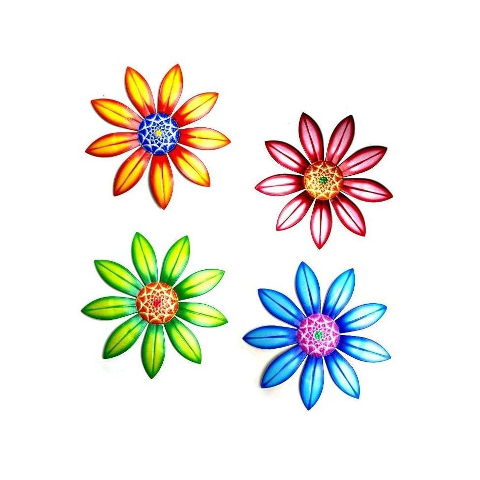 4 Colors Optional Metal Flower Wall Decor Art Sculpture Hanging Ornament Aesthetic Home Room Garden Courtyard Decoration Outdoor