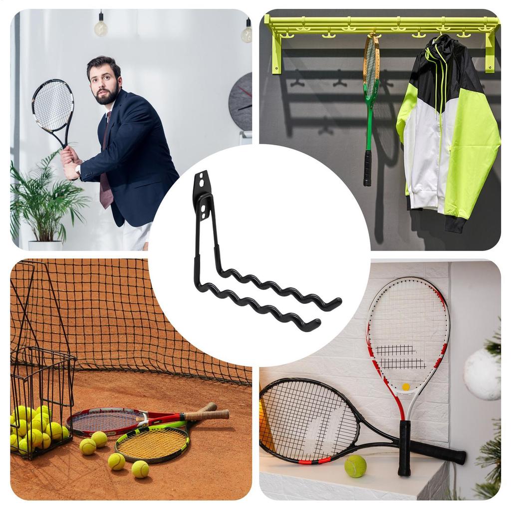 Wall Mounted Racket Holder Tennis Racket Holder Badminton Racket Holder Wall Hook Storage Holds Multiple Racquets Rack
