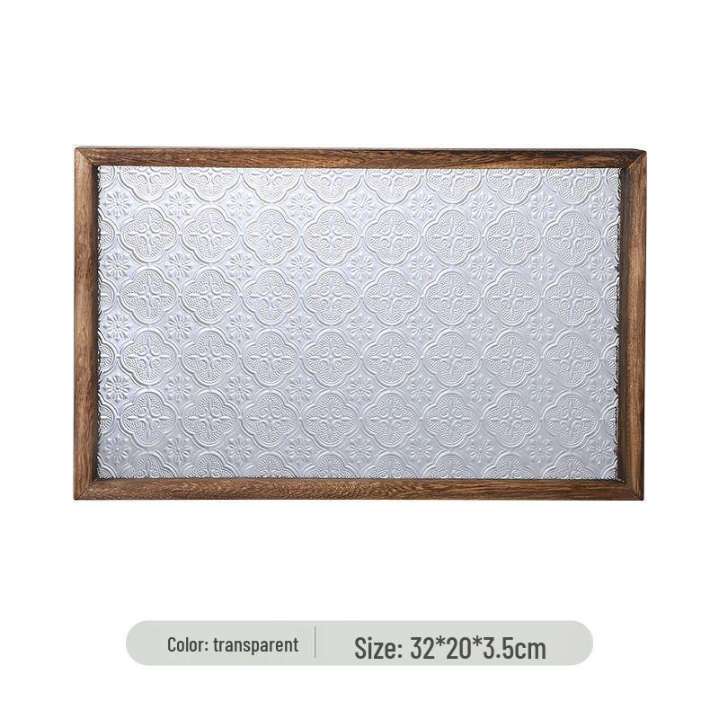 Retro Begonia Rectangular Wooden Tray for Kitchen & Dining - Dessert Plate, Teacup & Fruit Tray