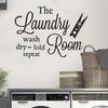 Waterproof Laundry Room PVC Wall Decor Wash Dry Fold and Repeat Art Quotes Words  Laundry