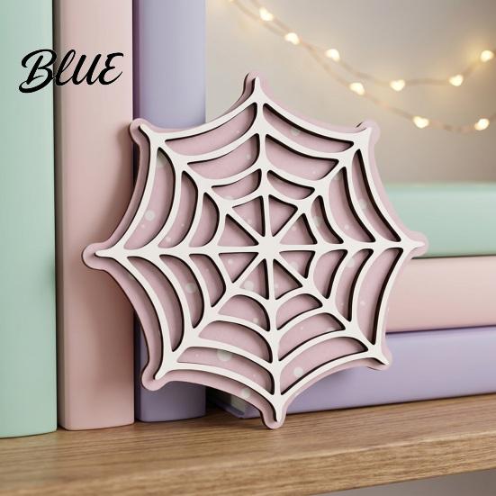 Decorative Mats for Party Halloween Spider Web Wooden Coaster Anti-Slip Wood Cup Mat with Figurine Natural Pine Coasters Thermal Insulated