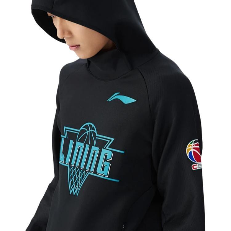 Li-Ning CBA Basketball Series Alphabet Printing Hoodie 'Black' Men's AWDR709-2