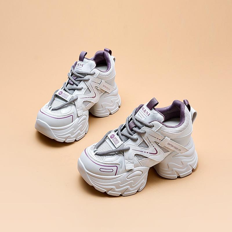 Spring new mesh breathable thick-soled dad shoes women's super fire fashion versatile color matching casual sports shoes