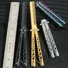 Professional Stainless Steel Folding Butterfly Knife Portable Training Beard Comb Hair Styling Tool for Salons and Practice Comb