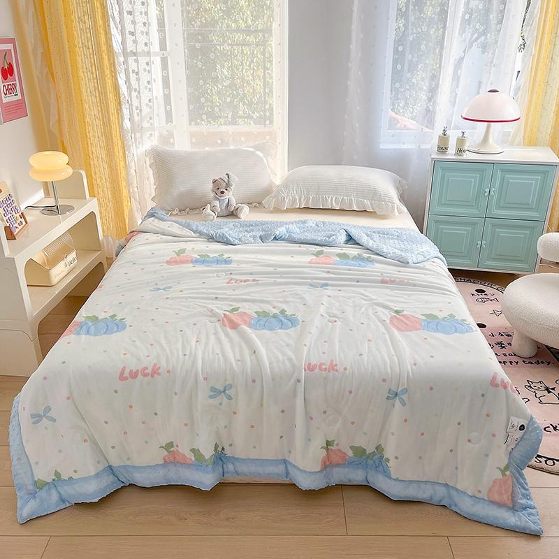 Pink Rose Smooth Air Condition Comforter Lightweight Floral Summer Quilt with Ice Silk Cooling Comforters Four Seasons Universal