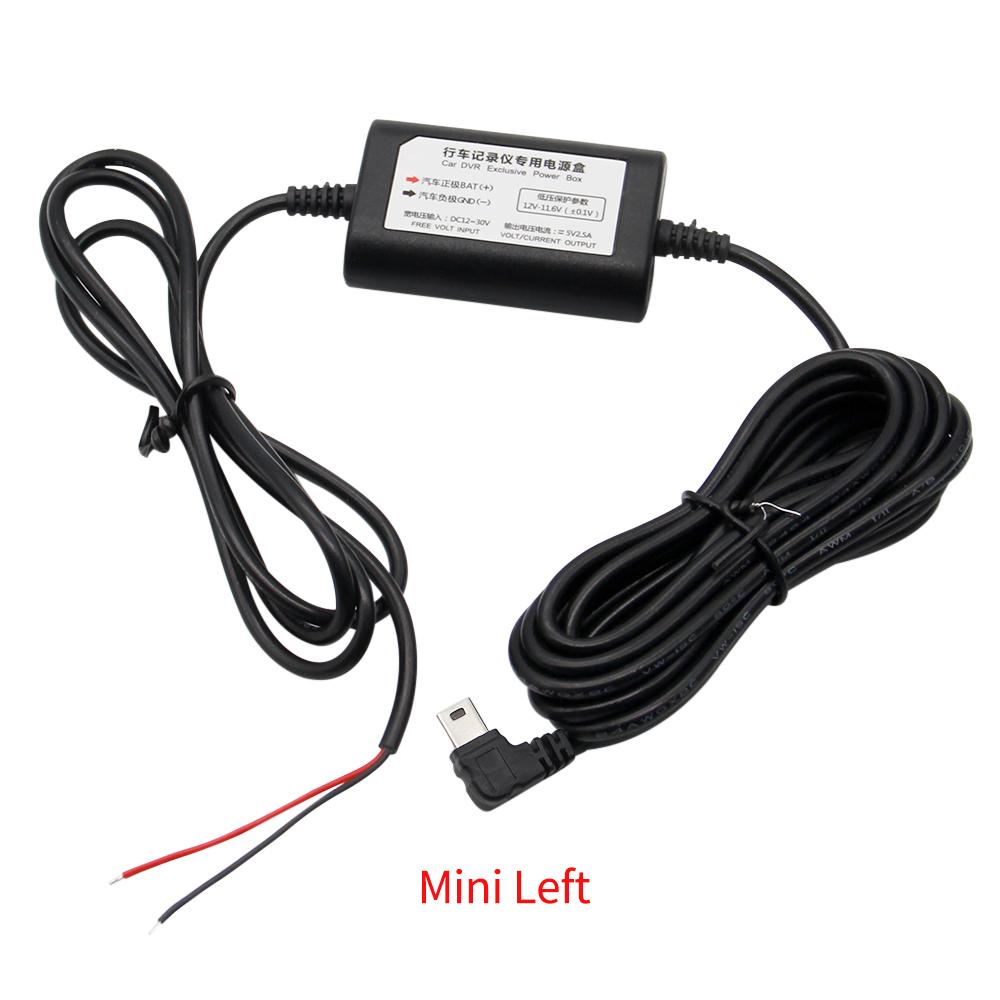 

Car Dashcam Camera DVR Charging Power Cable 12-24V to 5V 2.5A With Low Voltage Protection Mini Micro Type-C USB Cable