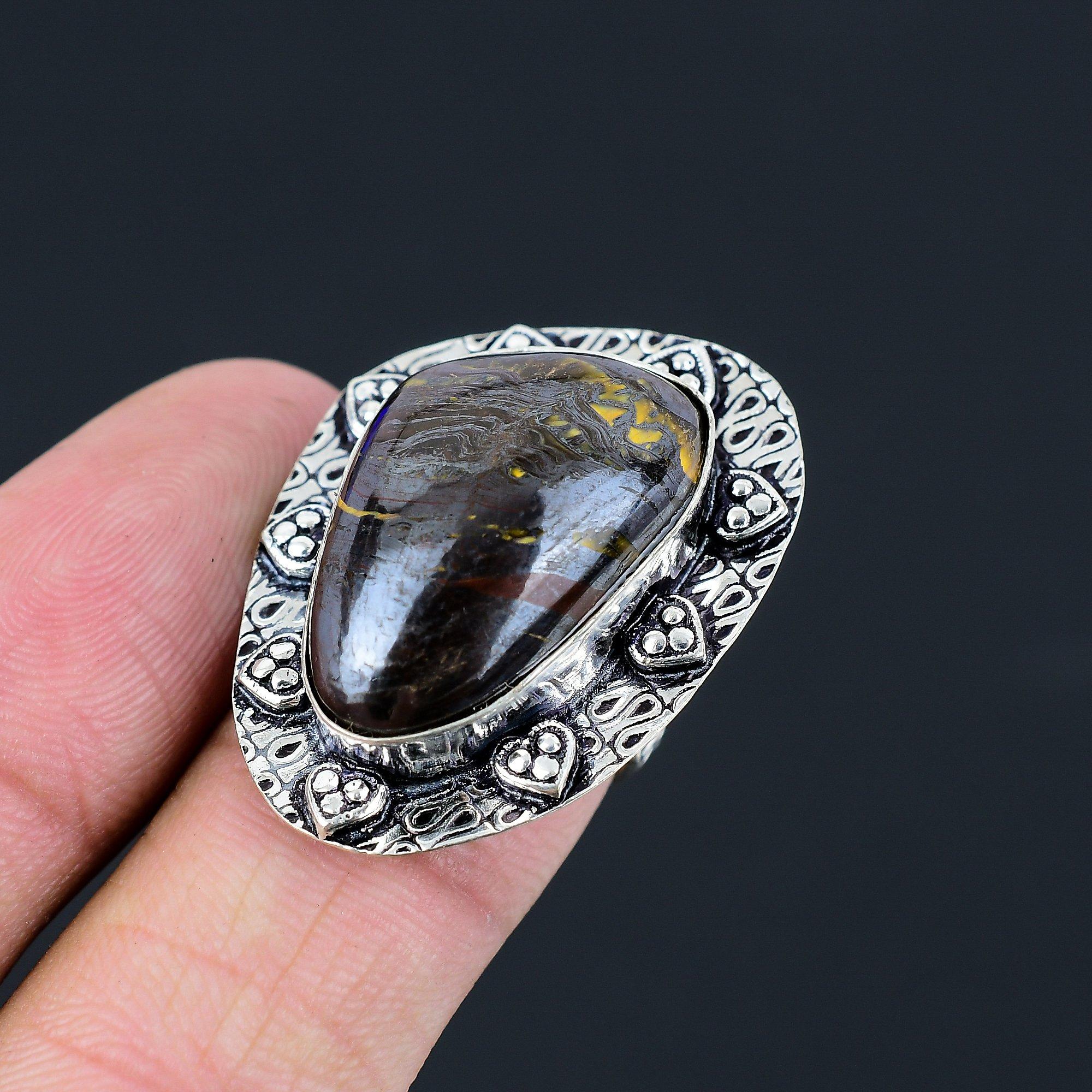 Natural Iron Tiger Eye Gemstone Promise Red Ring Size 6 925 Sterling Silver 6