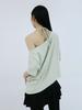 Eogeulliswedou Asymmetrical Button Shoulder Top (Green)